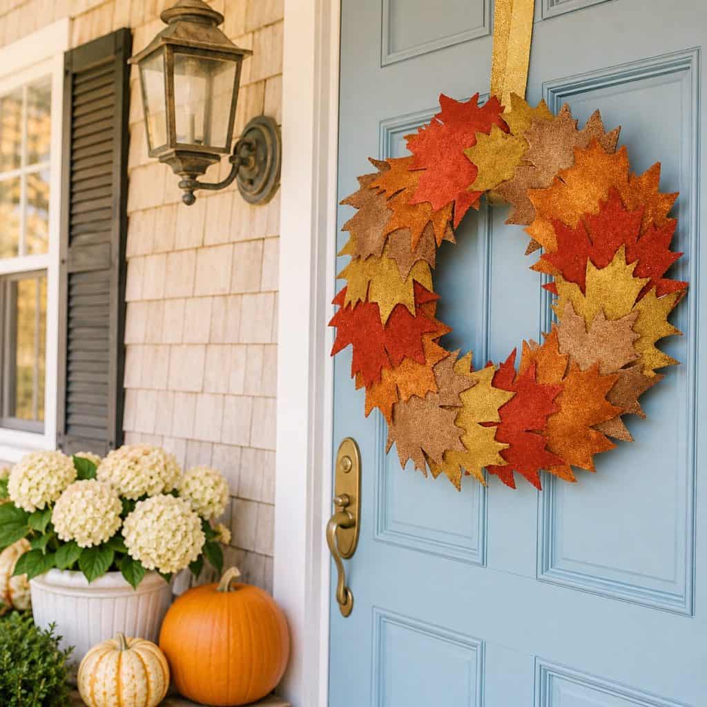 Easy Metallic Leaf Wreath DIY for a Cozy Fall Front Door