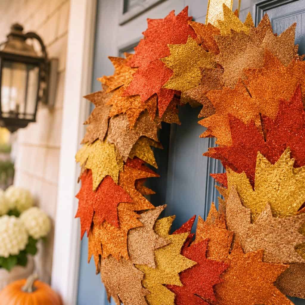 Easy Metallic Leaf Wreath DIY for a Cozy Fall Front Door