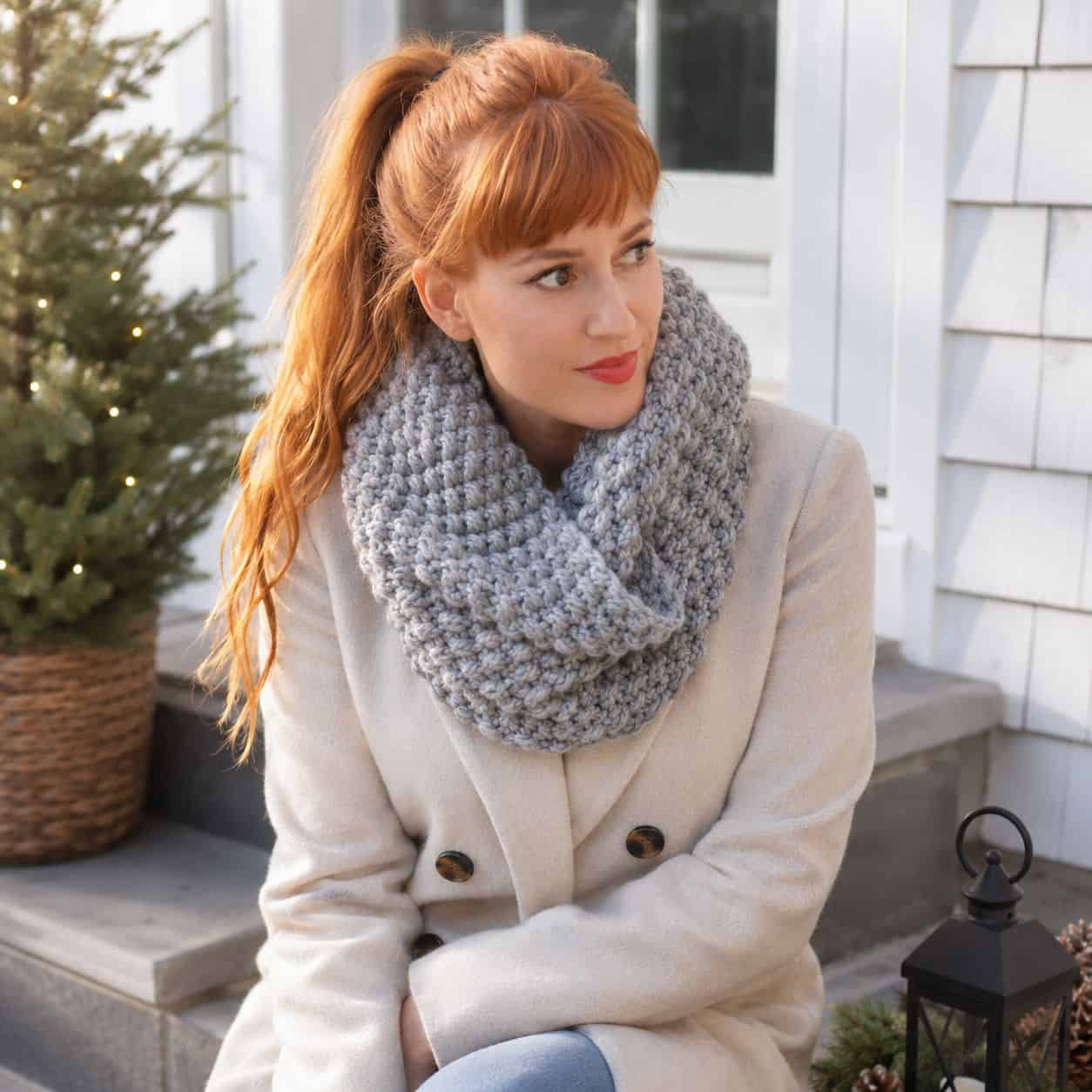 Easy Seed Stitch Cowl Knitting Pattern (Jumbo Yarn & Knit Flat on ...