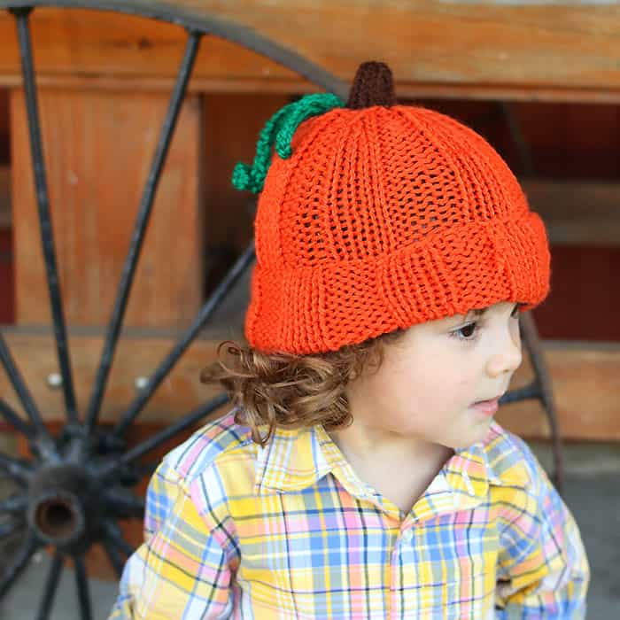 Toddler Pumpkin Hat Free Knitting Pattern