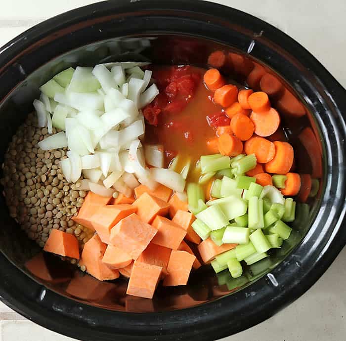 Vegan Slow Cooker Easy Lentil Soup