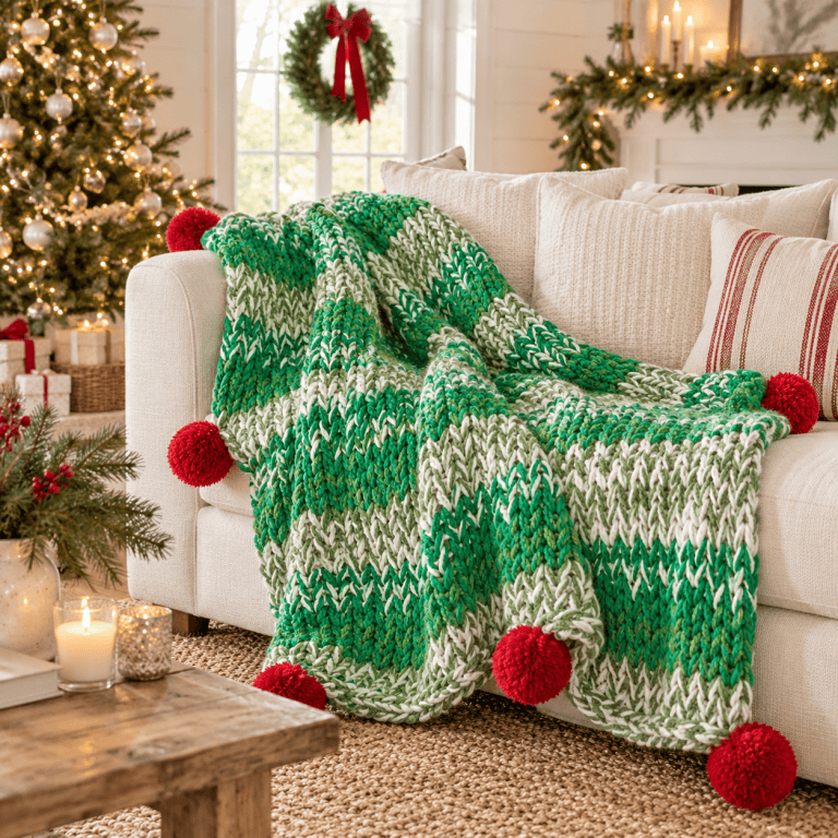 Easy Holiday Throw Knitting Pattern (Beginner-Friendly & Super Bulky Yarn)