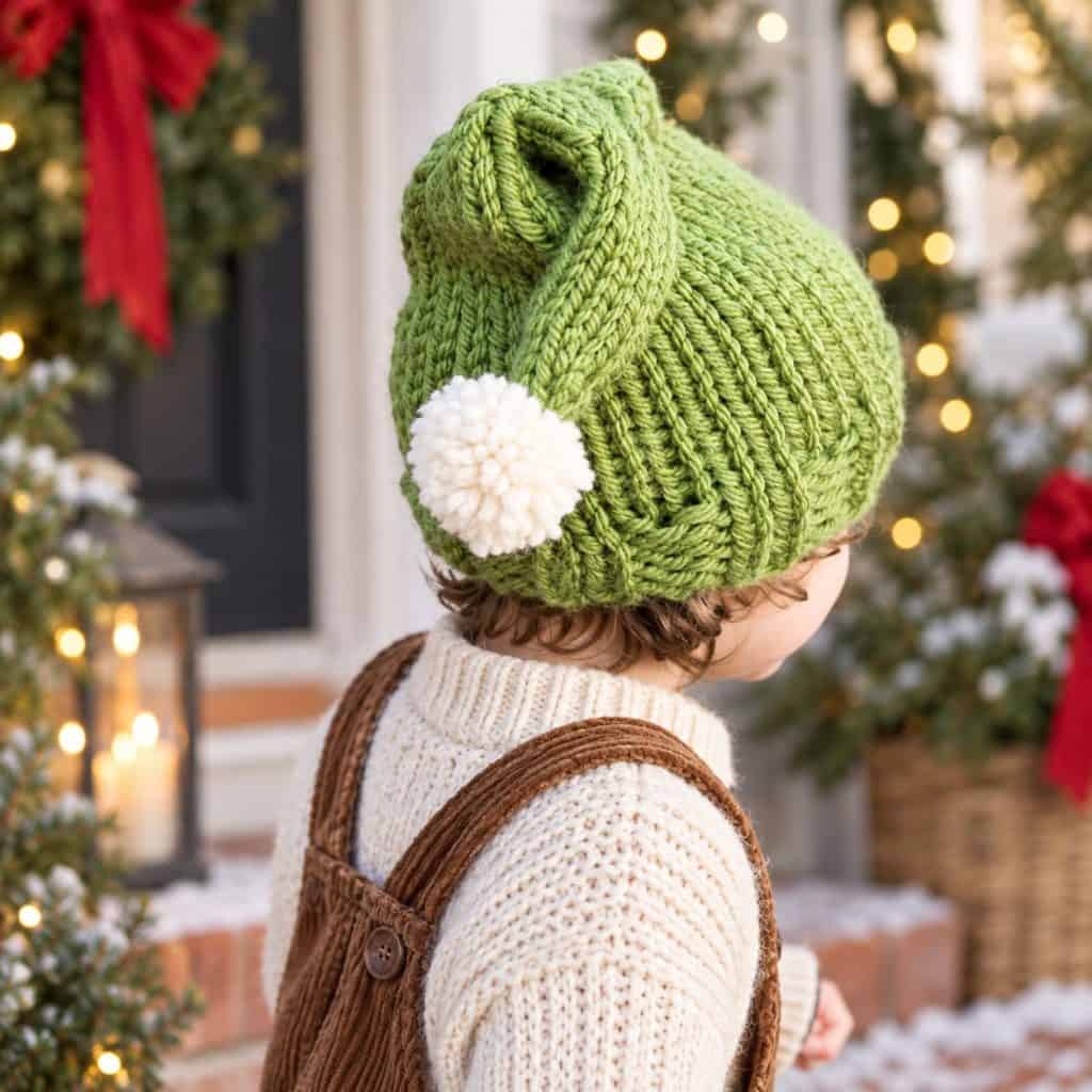 Easy Kids Elf Hat Knitting Pattern (Knit in the Round + Christmas Hat)
