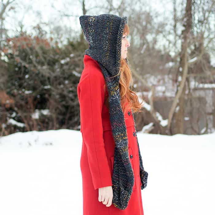 Free Red Heart Comfy Hooded Scarf Pattern