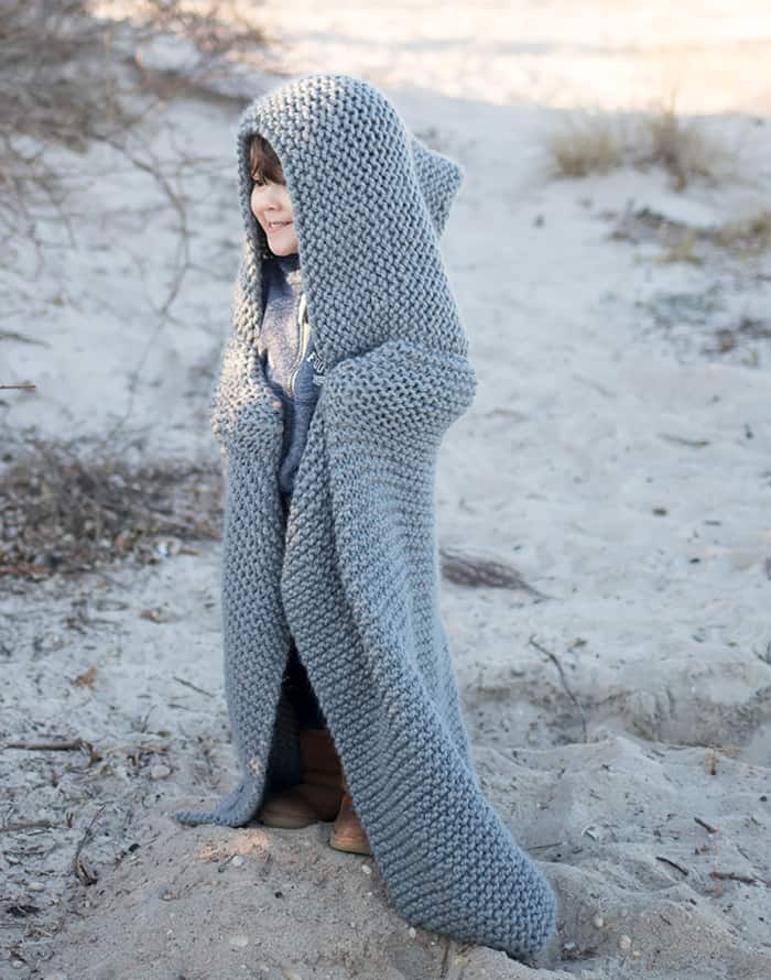 Hooded Baby Blanket Knitting Pattern