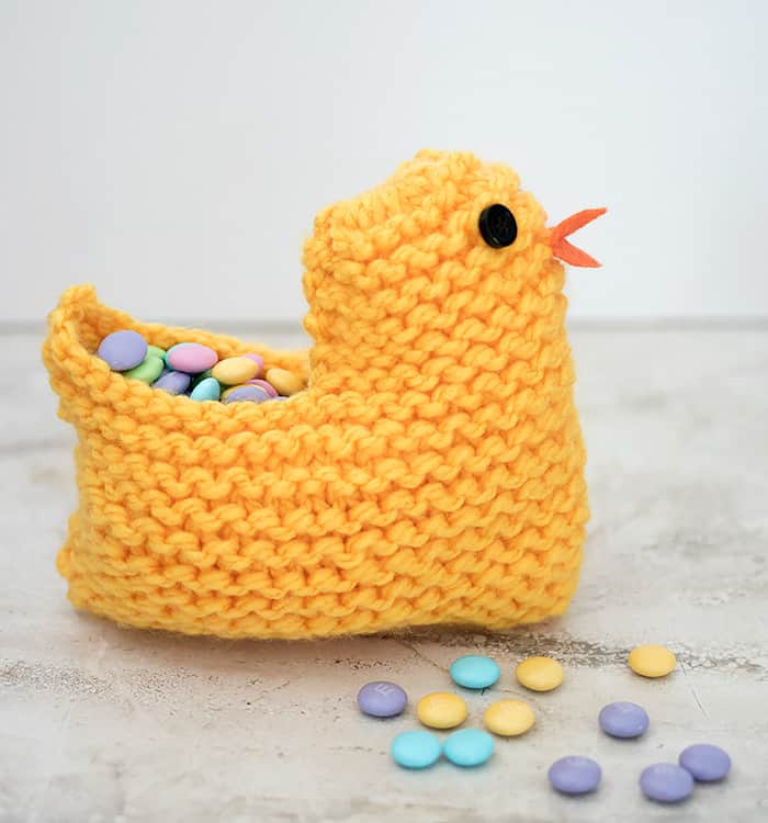 Knit Easter Chick Basket 