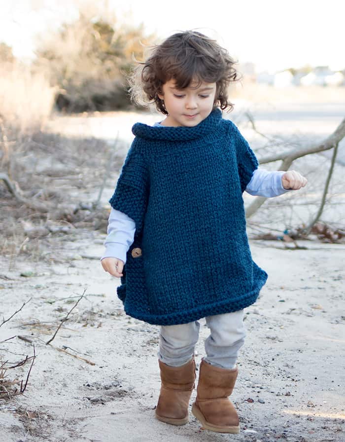 Easy Kids Poncho Knitting Pattern