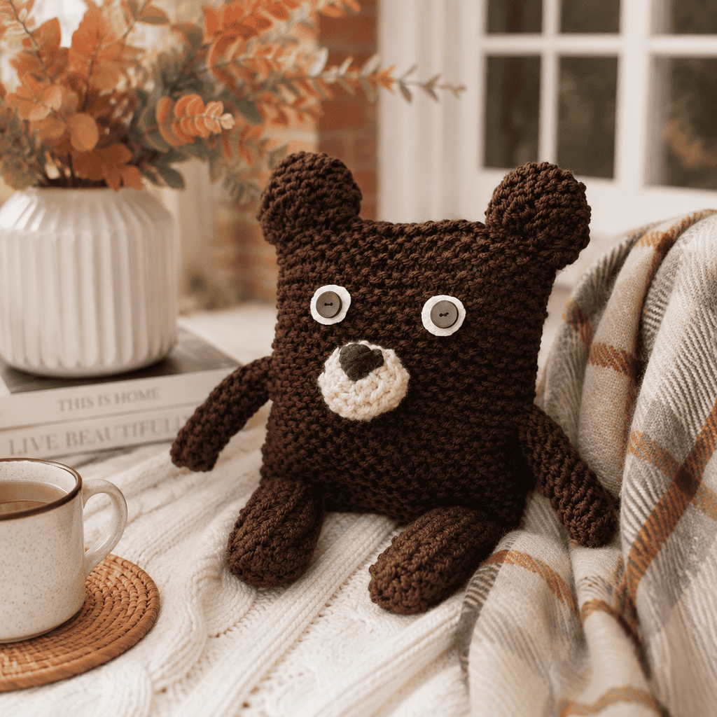 Easy Knit Bear From a Square (Beginner-Friendly Plush Pattern)