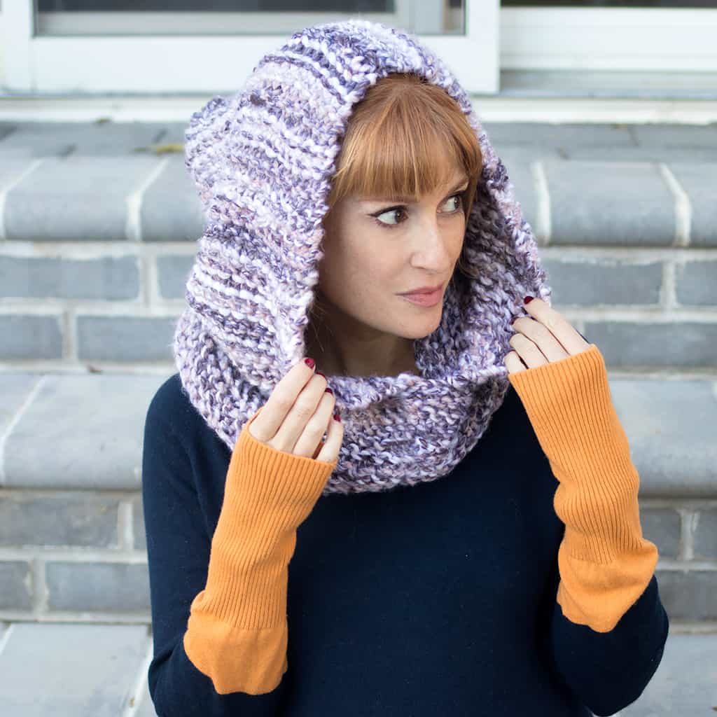 Easy Hood Knitting Pattern by Knitting Blogger Gina Michele