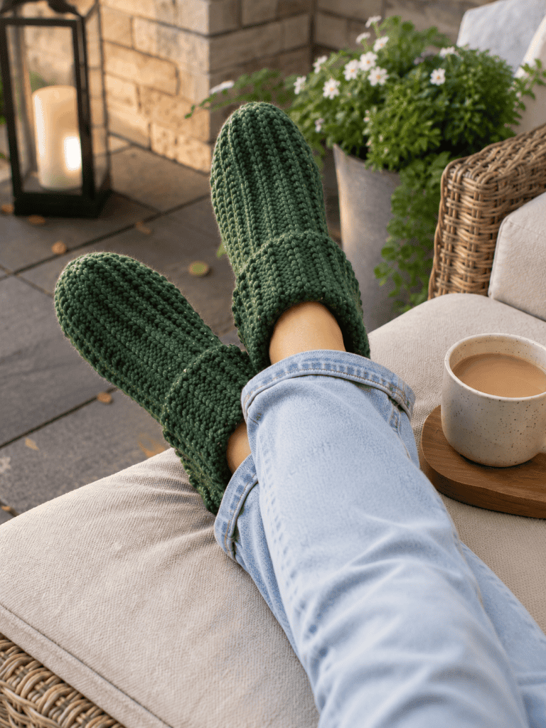 Easy Flat Knit Slippers Knitting Pattern (Beginner-Friendly Slippers You Can Make in a Day)