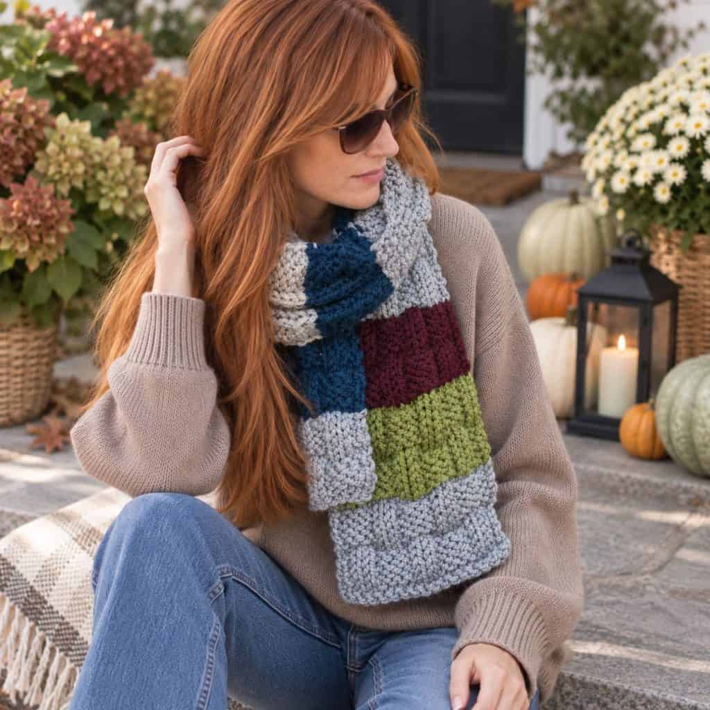 Leftover Yarn Scarf Knitting Pattern (Easy Super Bulky Scrap Yarn Project)