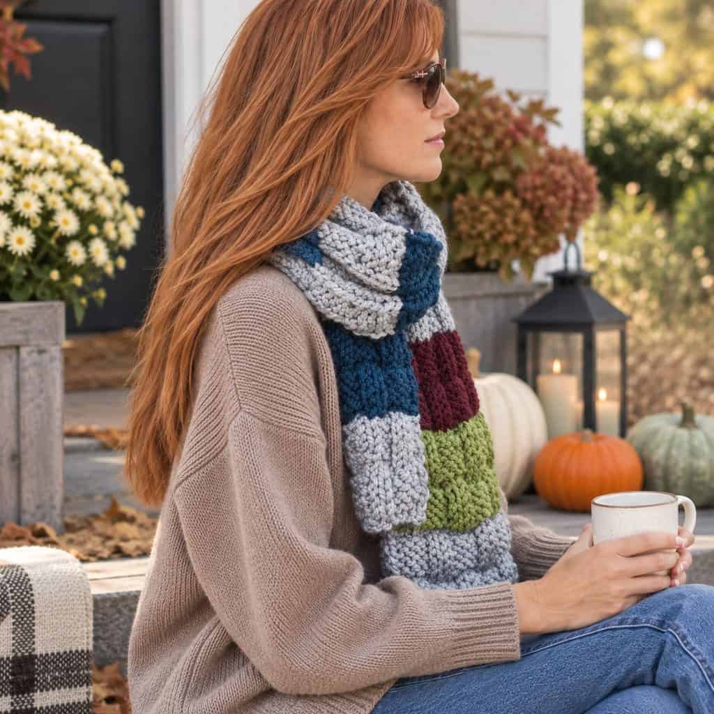 Leftover Yarn Scarf Knitting Pattern (Easy Super Bulky Scrap Yarn Project)