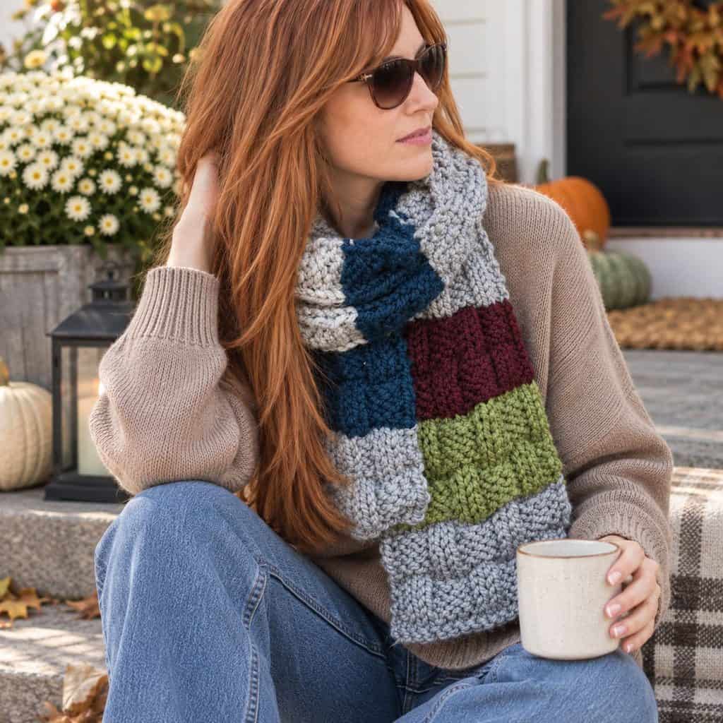Leftover Yarn Scarf Knitting Pattern (Easy Super Bulky Scrap Yarn Project)