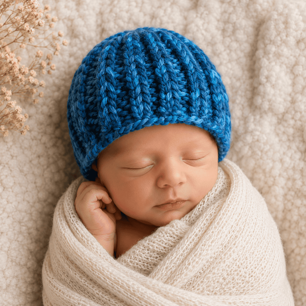 Flat Knit Newborn Hat Pattern (Easy Beginner Baby Beanie on Straight Needles)