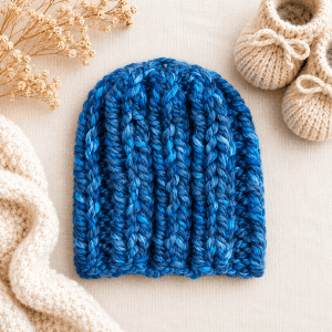 Flat Knit Newborn Hat Pattern (Easy Beginner Baby Beanie on Straight Needles)