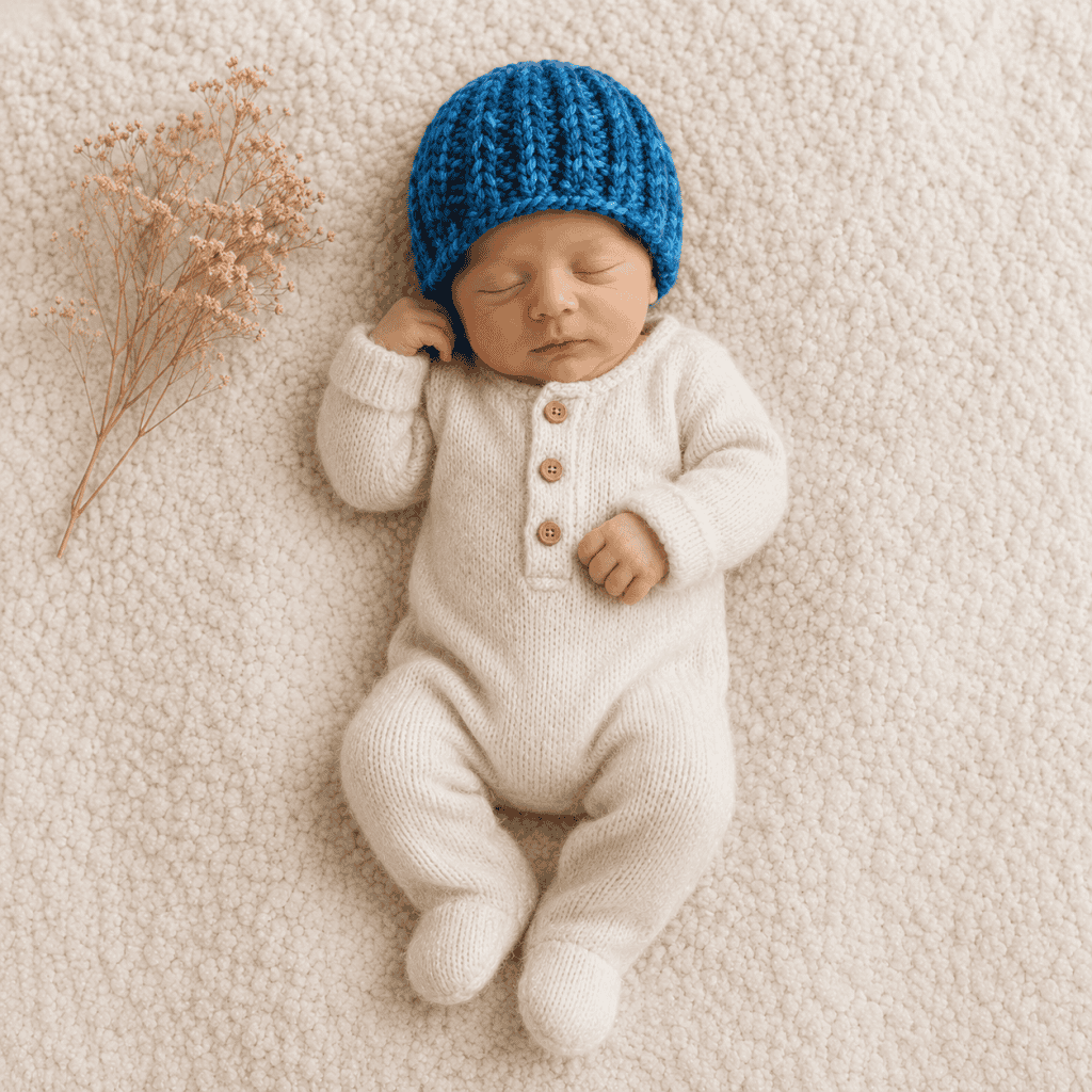 Flat Knit Newborn Hat Pattern (Easy Beginner Baby Beanie on Straight Needles)