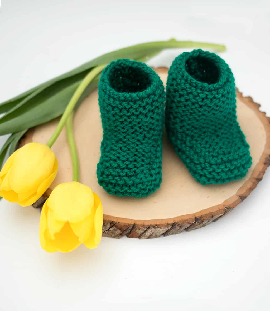 Garter Stitch Booties Knitting Pattern by Knitting Blogger Gina Michele