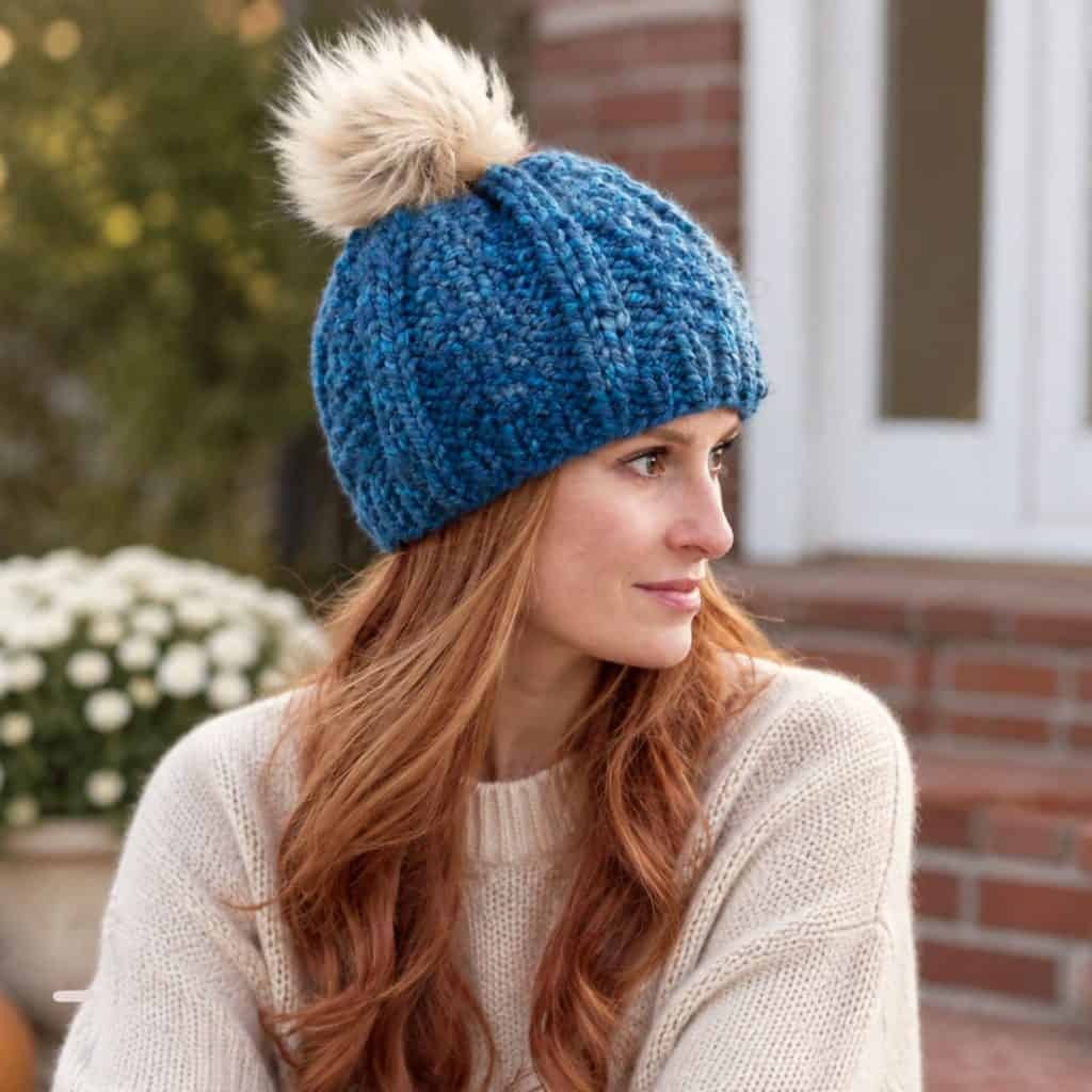 Wide Rib Hat Knitting Pattern for Women (Super Bulky Yarn)