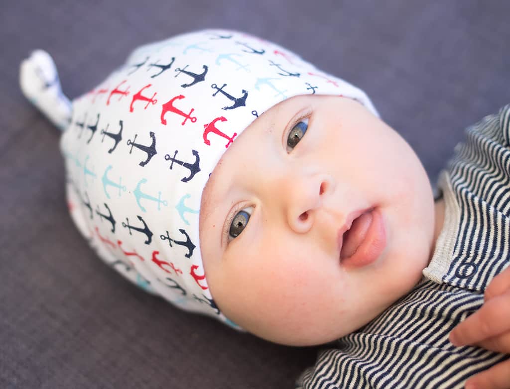 Double Top Knot Baby Hat Sewing Pattern by Gina Michele