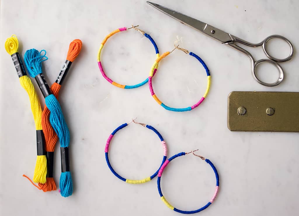 DIY Rainbow Wrapped Earrings