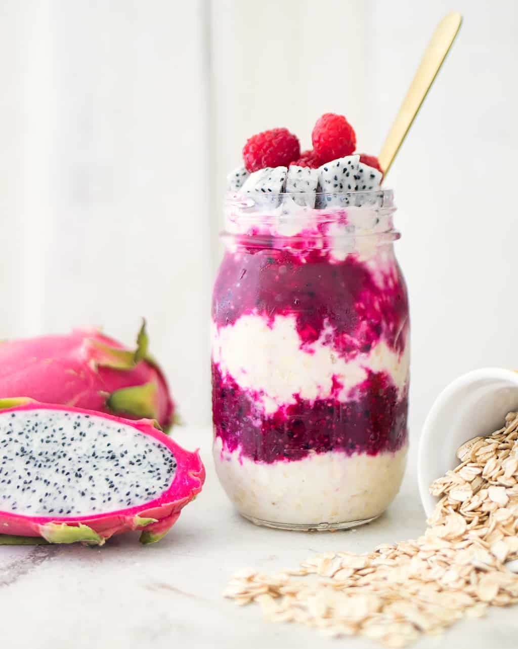 Dragon Fruit Overnight Oats with Chia Seeds