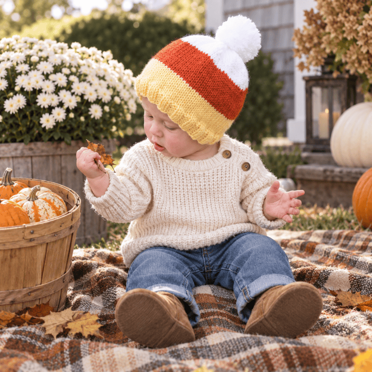 Baby Candy Corn Hat Knitting Pattern (Easy Knit in the Round)