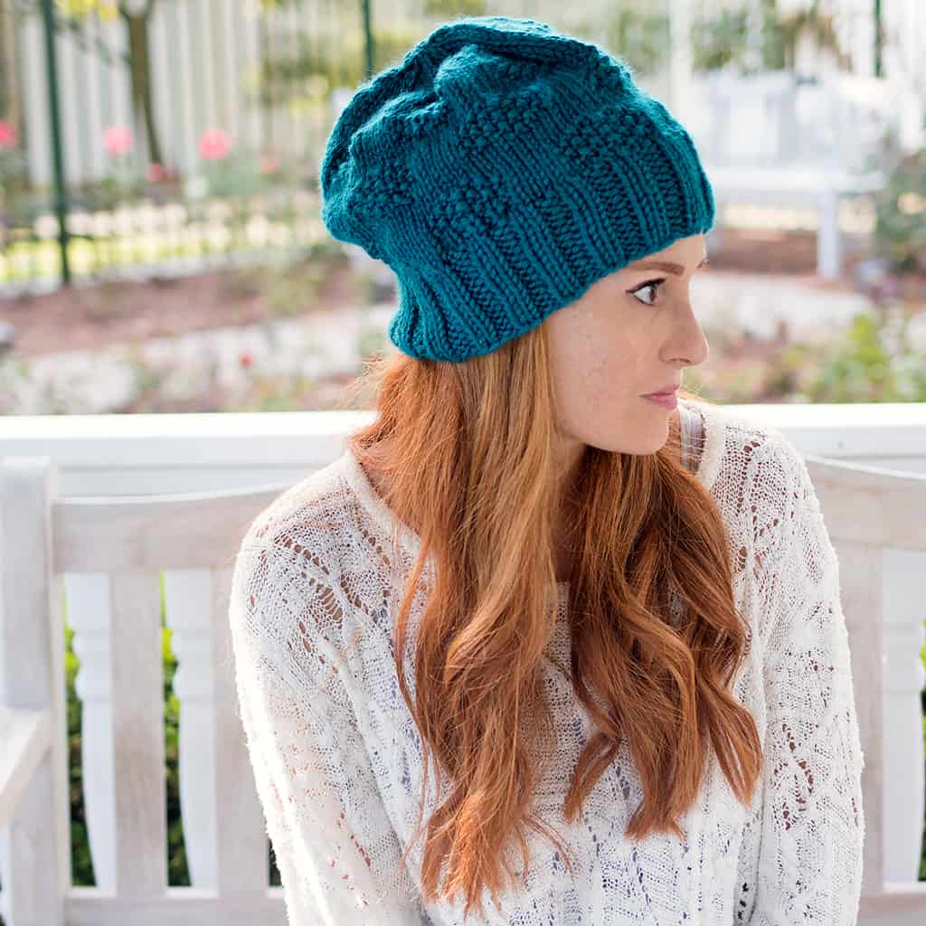 Textured Slouch Hat Knitting Pattern