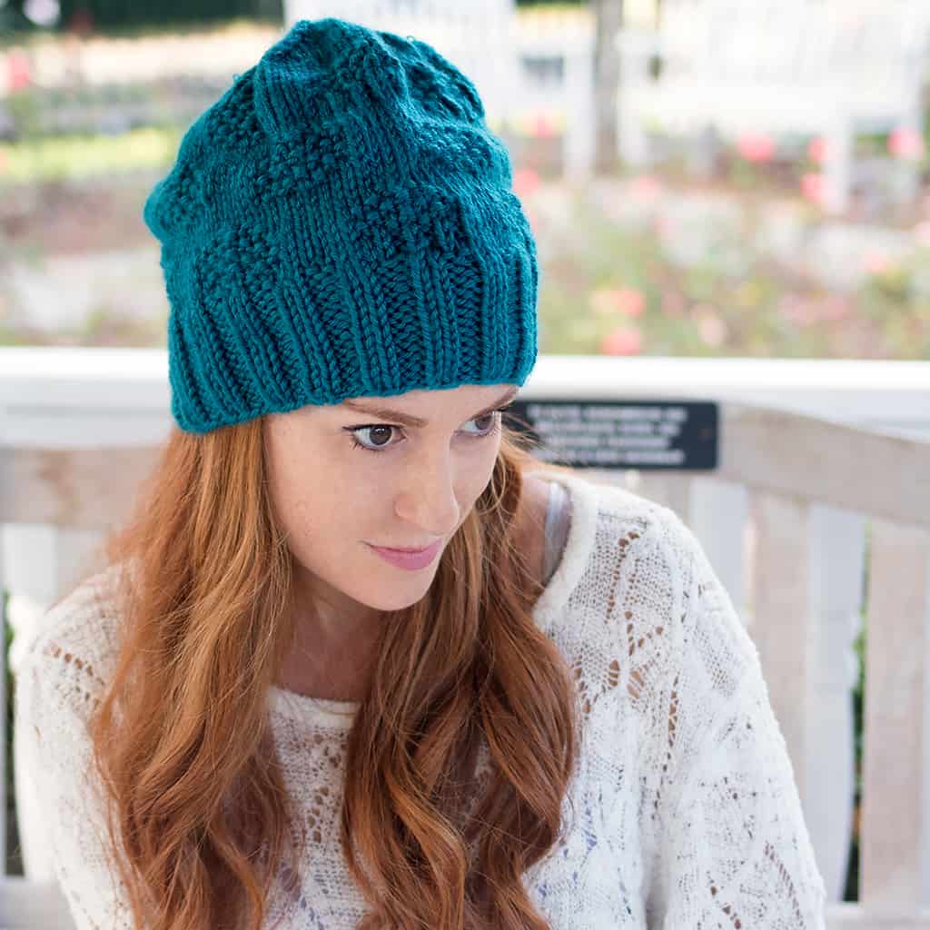 Textured Slouch Hat Knitting Pattern
