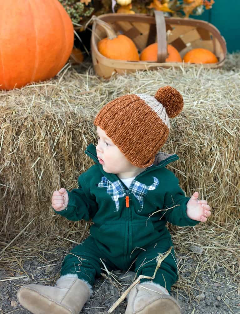 Easy Colorblock Hat Knitting Pattern for Babies, Toddlers & Kids (Knit in the Round)