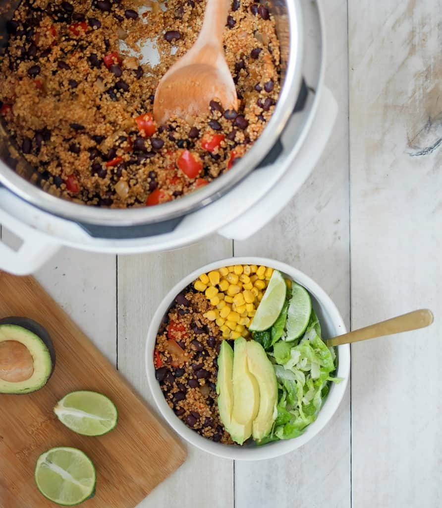 Easy Instant Pot Plant Based Quinoa Burrito Bowls