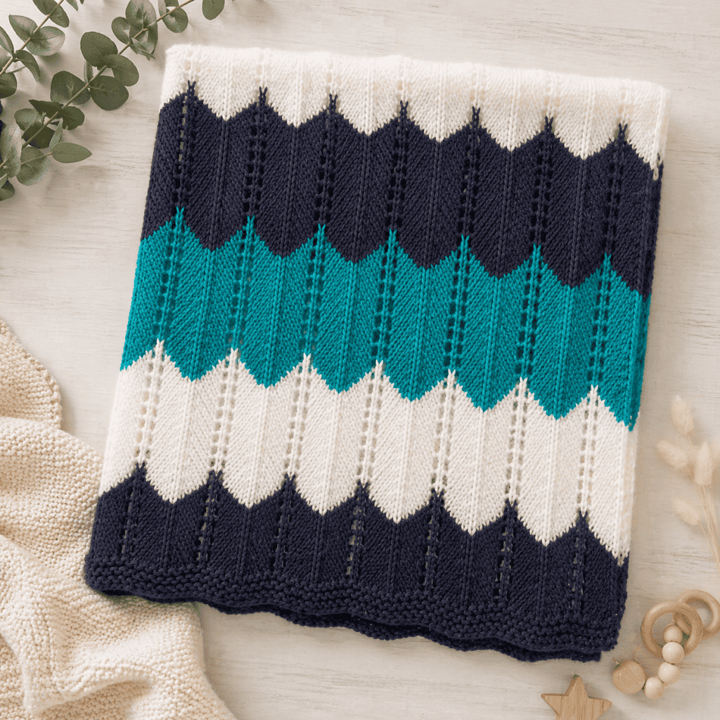 Easy Waves Baby Blanket Knitting Pattern (Color Wave Design + Beginner-Friendly Knit)