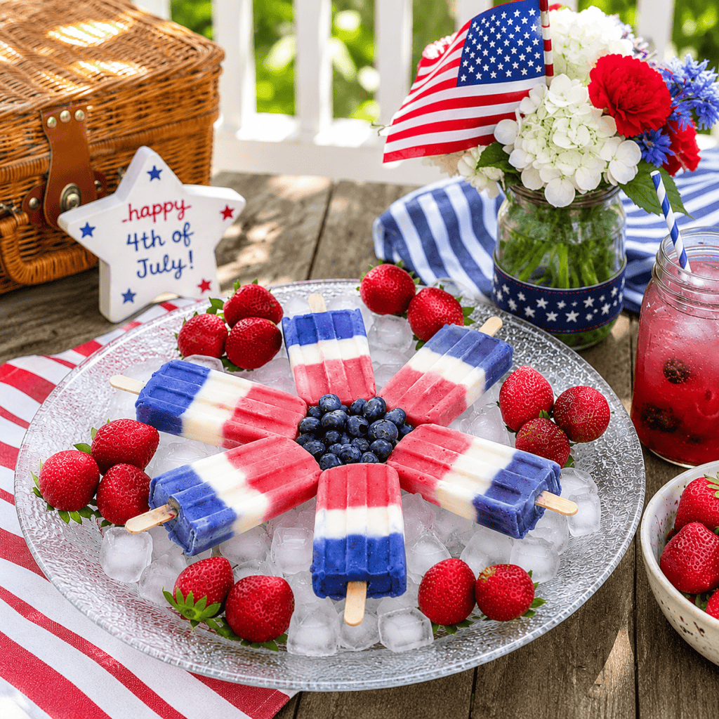 Healthy Homemade Bomb Pops (Easy Red White and Blue Popsicles)