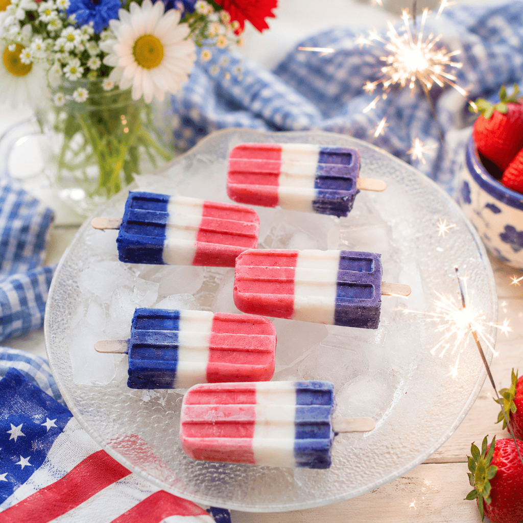 Healthy Homemade Bomb Pops (Easy Red White and Blue Popsicles)