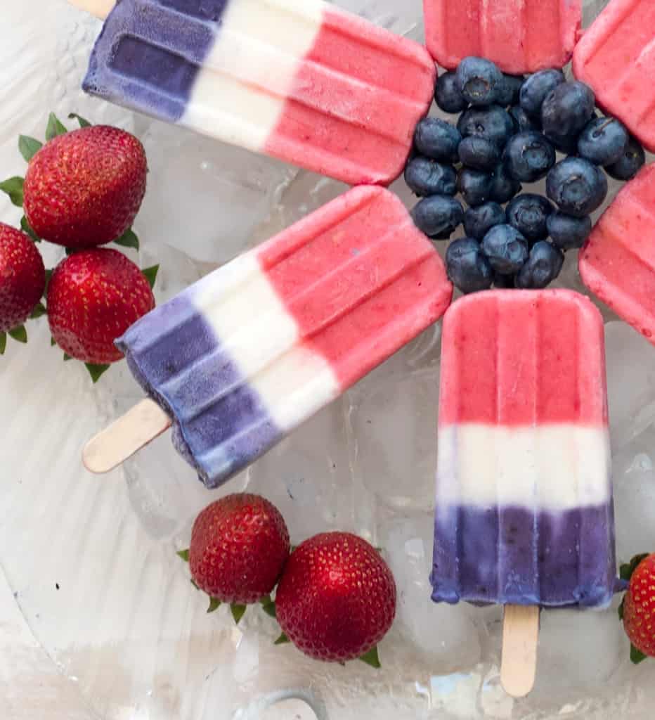Healthy Homemade Bomb Pops (Easy Red White and Blue Popsicles)