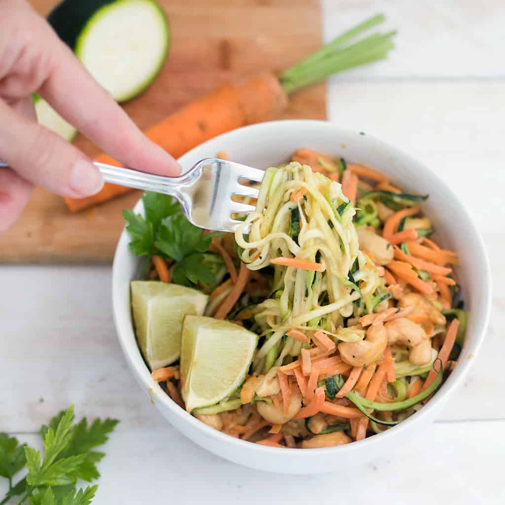 Super Easy Vegan Zoodles with Peanut Lime Sauce
