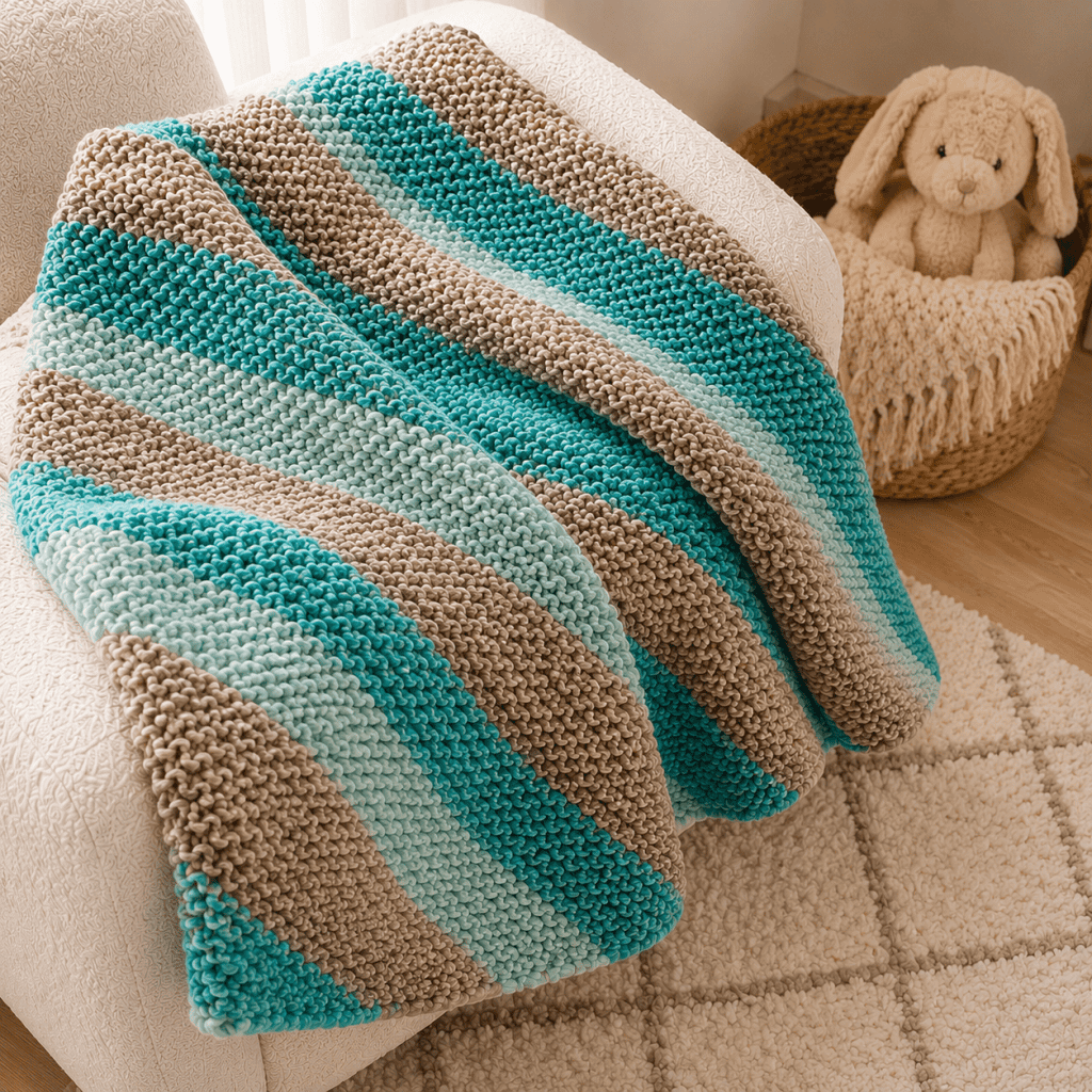 Easy Scrap Yarn Baby Blanket Knitting Pattern (Beginner-Friendly + Perfect Stash Buster)