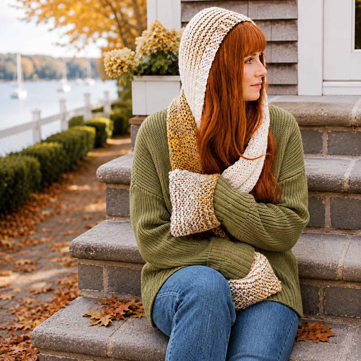 Easy Hooded Pocket Scarf Knitting Pattern (Beginner-Friendly & Cozy)