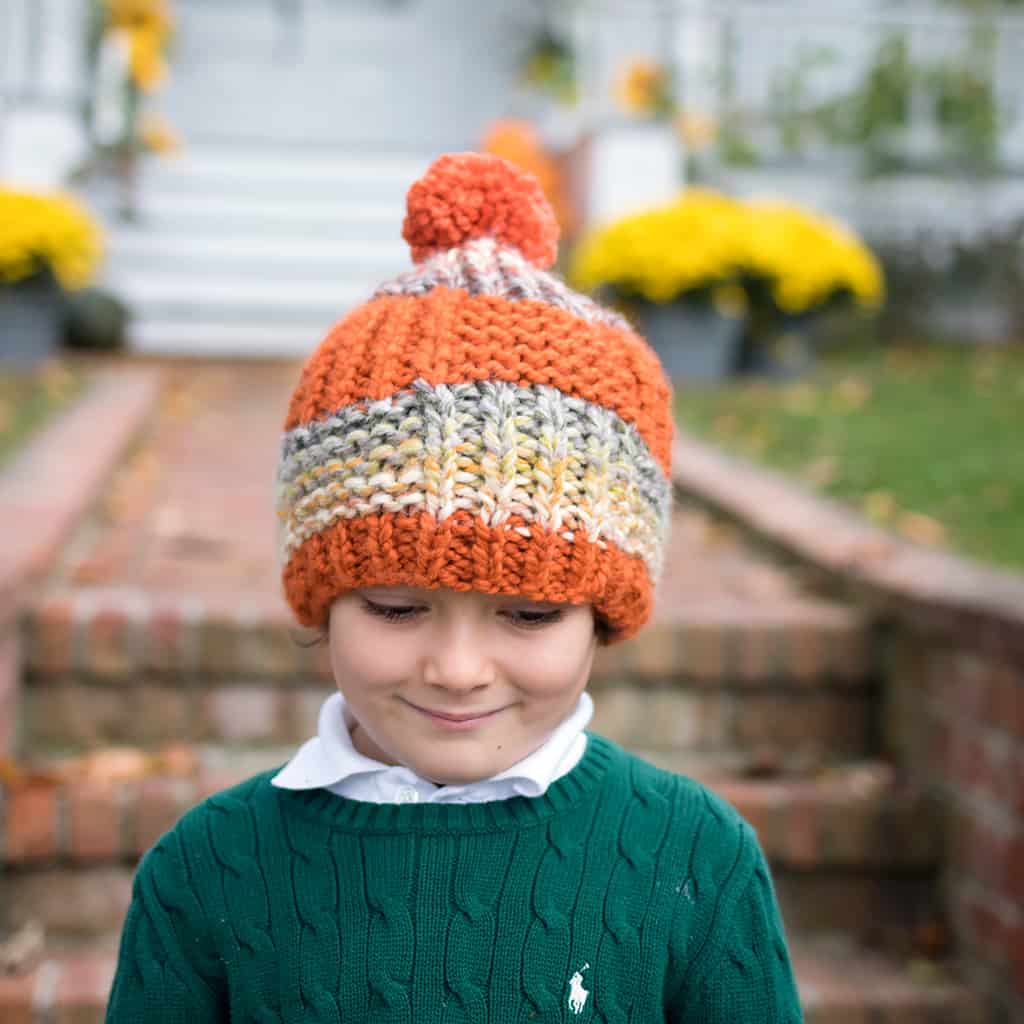 Easy Beginner Flat Knit Kids Hat Knitting Pattern (Textured Hat on Straight Needles You’ll Love)
