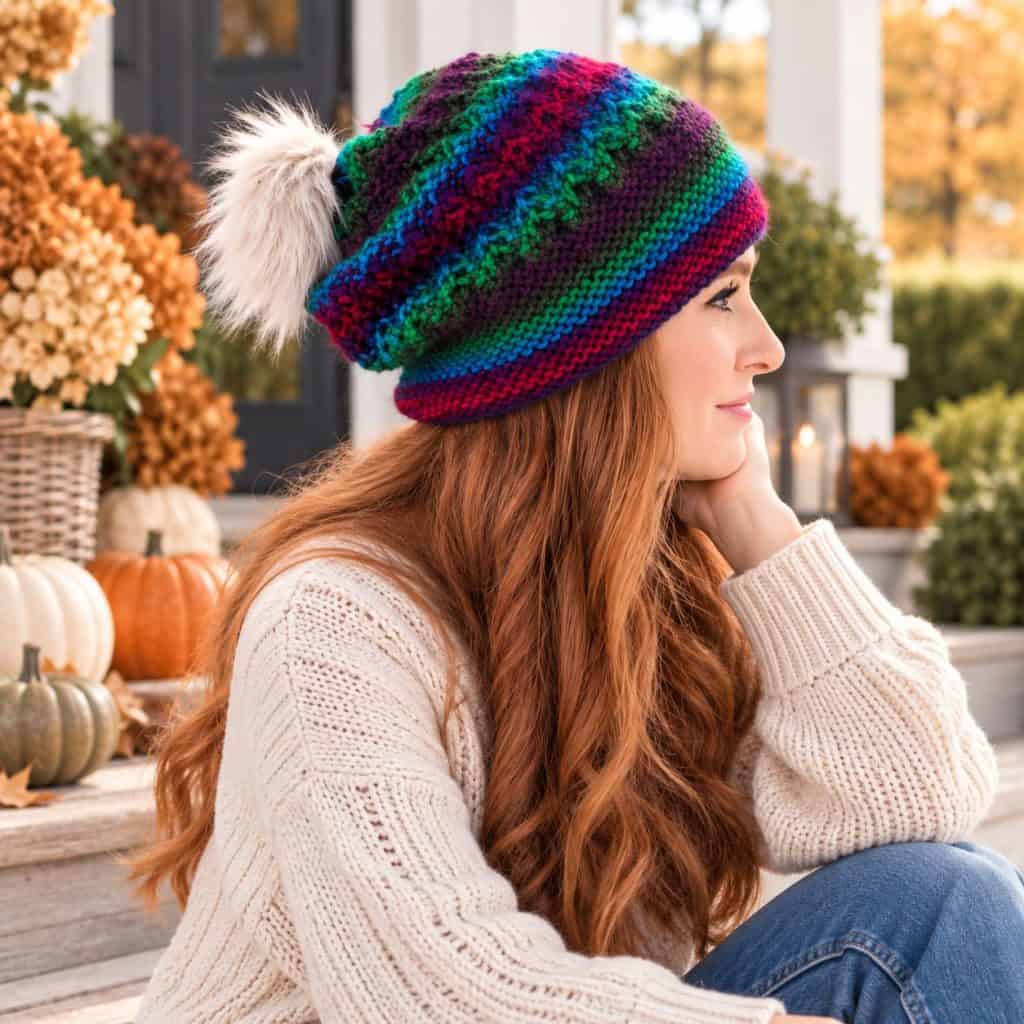 Easy Flat Knit Slouchy Hat Free Knitting Pattern for Women (Beginner-Friendly!)