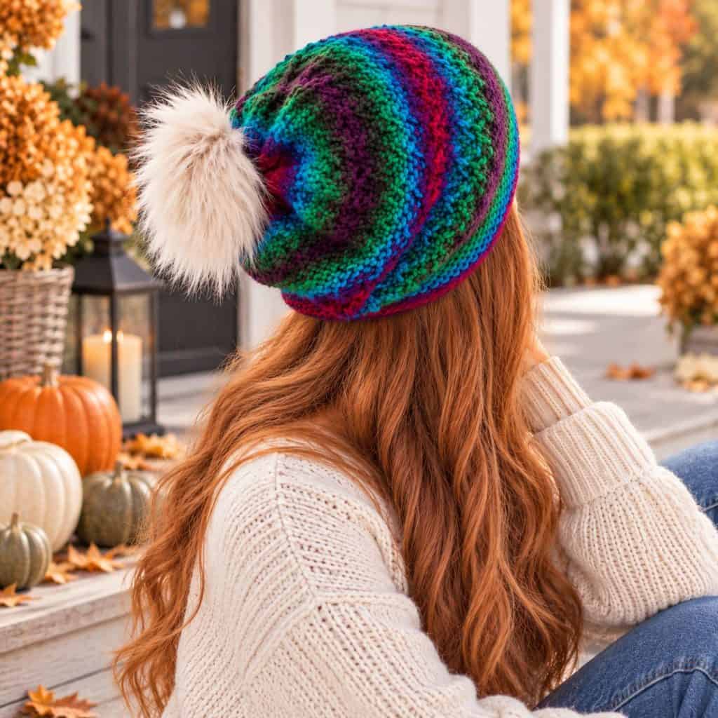 Easy Flat Knit Slouchy Hat Free Knitting Pattern for Women (Beginner-Friendly!)