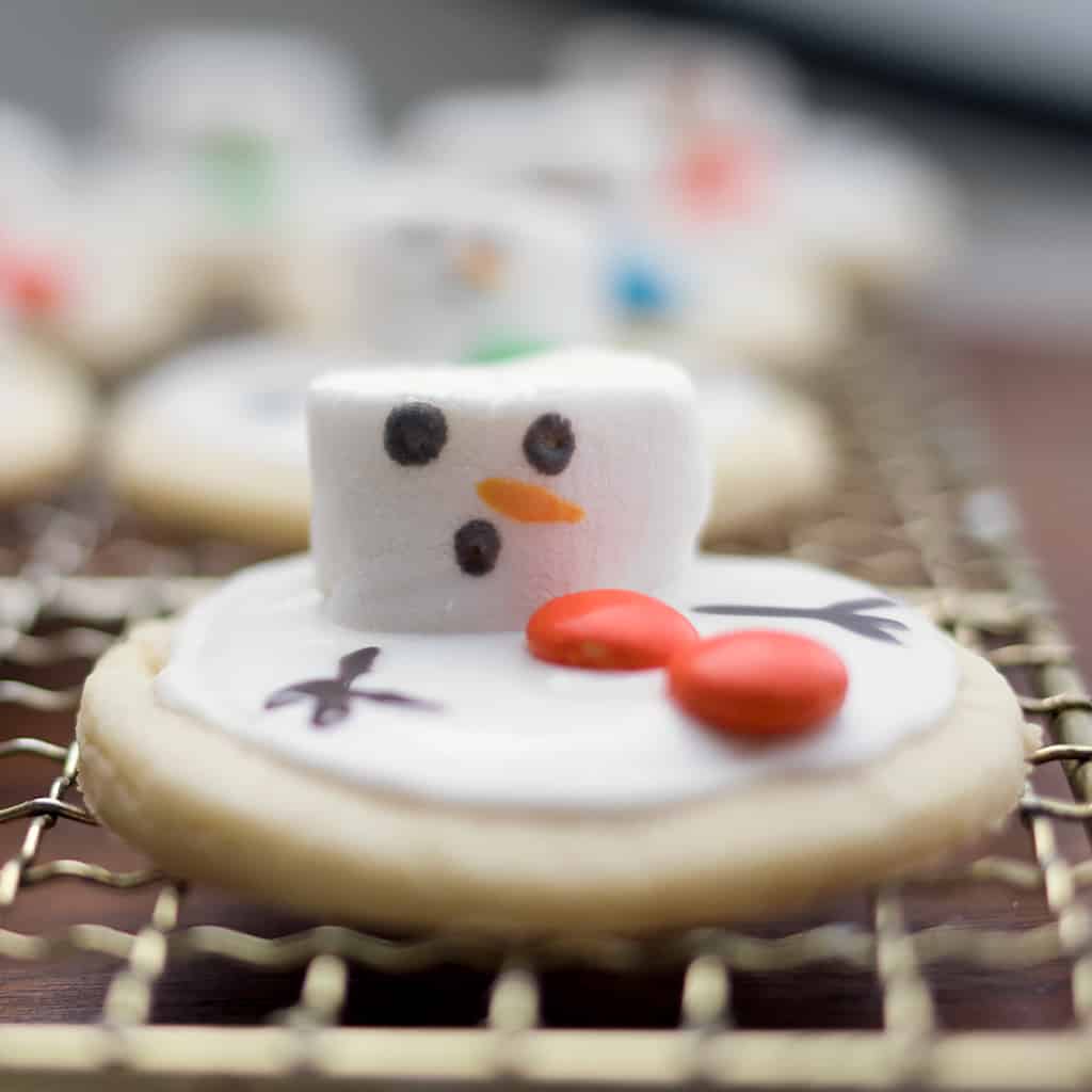 Vegan Melted Snowman Sugar Cookies