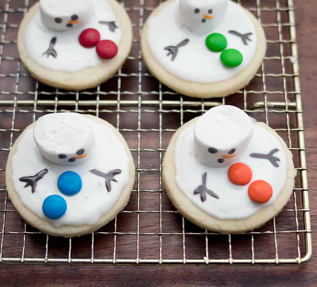 Vegan Melted Snowman Sugar Cookies
