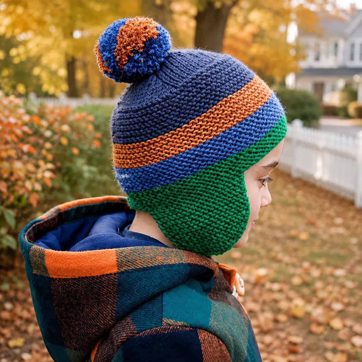 Scrap Yarn Flat Knit Hat for Kids: Easy Free Knitting Pattern