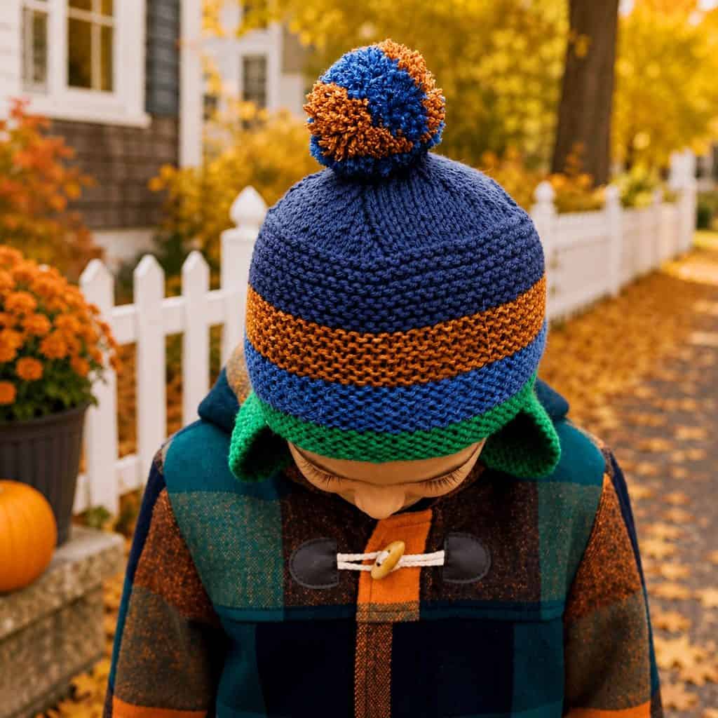 Scrap Yarn Flat Knit Hat for Kids: Easy Free Knitting Pattern