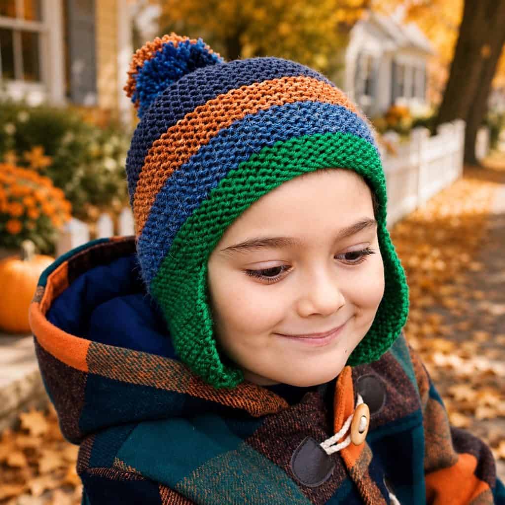Scrap Yarn Flat Knit Hat for Kids: Easy Free Knitting Pattern