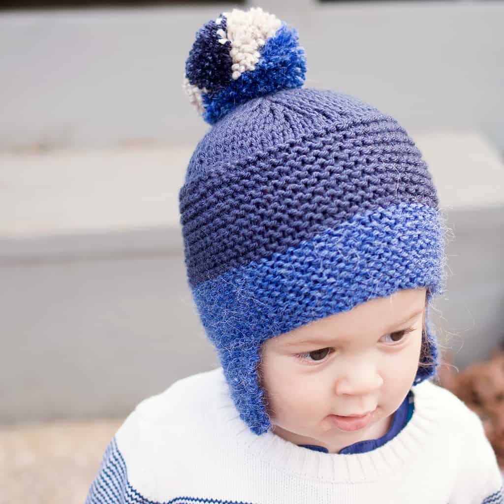 Flat Knit Toddler Ear Flap Hat