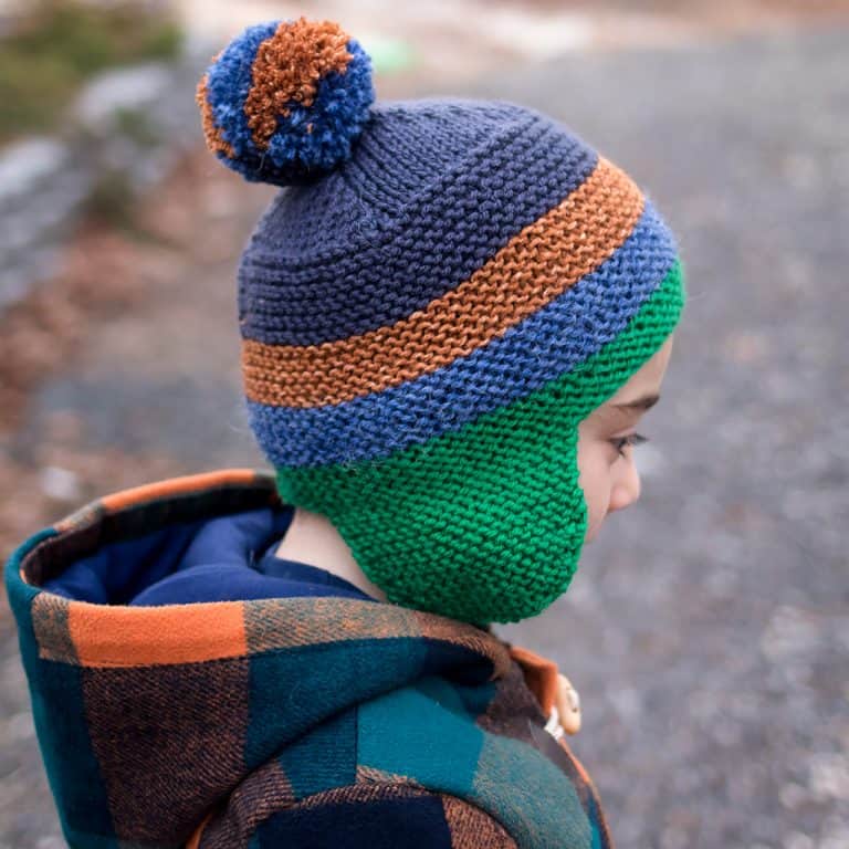 Scrap Yarn Flat Knit Hat for Kids