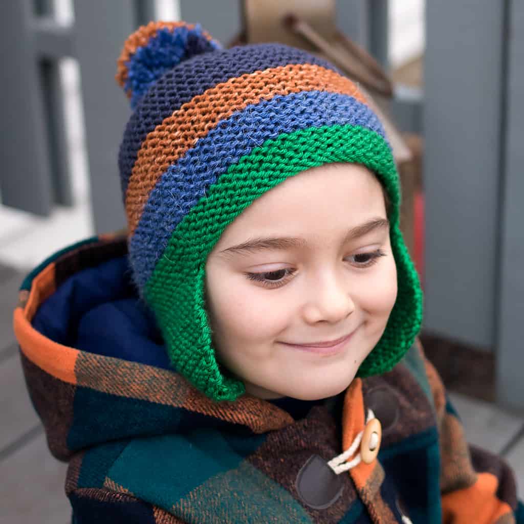 Scrap Yarn Flat Knit Hat for Kids