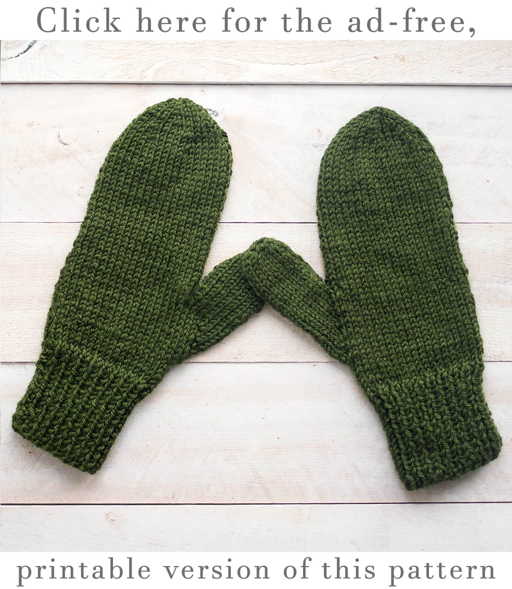 Easy Straight Needle Mittens Knitting Pattern