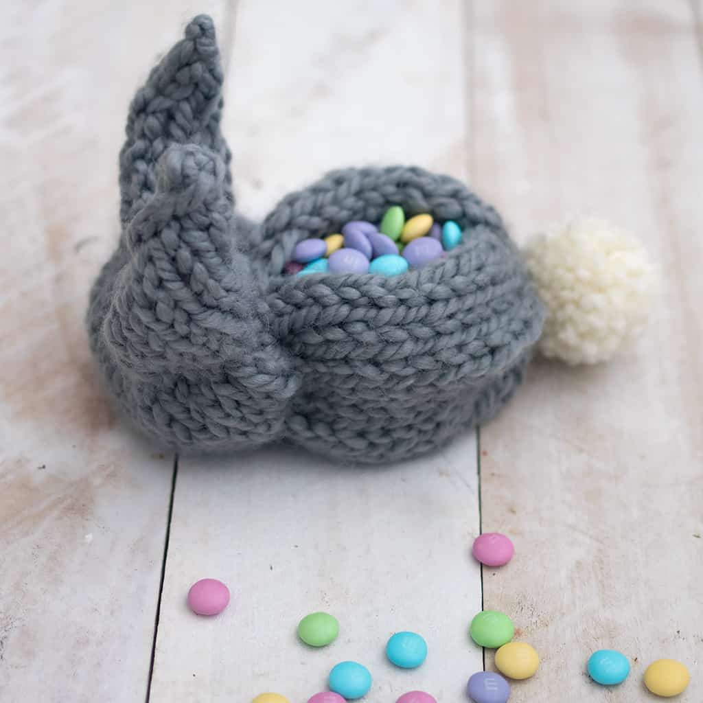 One Square Easter Bunny Basket Knitting Pattern